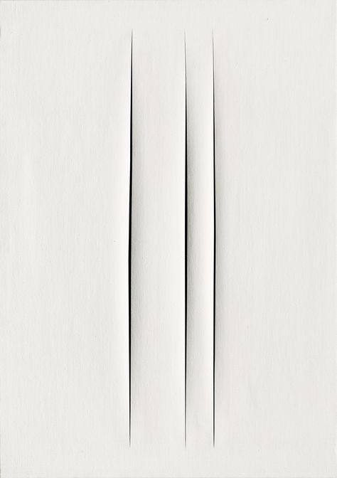 Lucio Fontana (1899-1968) | Concetto spaziale, Attese | 1960s, Paintings | Christie's 1960s Paintings, Graduation Fashion, Lucio Fontana, Pop Illustration, Graduation Style, Yves Salomon, Graphic Design Pattern, Curved Lines, Art Abstrait