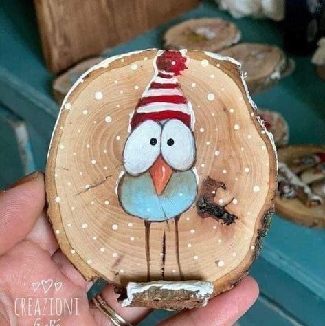 Koti Diy, Card Simple, Painted Christmas Ornaments, Christmas Wood Crafts, Wood Christmas Ornaments, Holiday Greeting, Christmas Ornament Crafts, Handmade Christmas Ornaments, Christmas Paintings