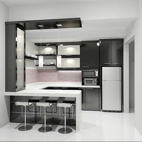 Modern Kitchen Set, Minimalist Dekor, Minimalistic Interior, Model Dapur, Modern Kitchen Tables, Paint Kitchen, Desain Pantry, Minimalist Kitchen Design, Kitchen Ideas Dark