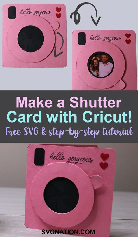 Camera Shutter Card - Shutter Card SVG for Cricut & Silhouette Cricut Photo Frame Card, Homemade Photo Cards, Valentines Card Cricut, Paper Crafts For Cricut, Cricut Cards Free Svg, Birthday Card Ideas Cricut, Valentine Cards Cricut, Free Card Svg, Cricut Cards Ideas