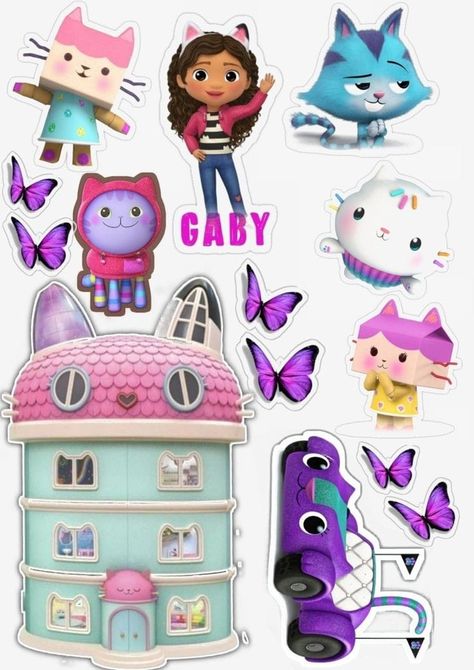 Gabbys Dollhouse Cake Topper, Mothers Day Cards Craft, Gabby Dollhouse, 4th Birthday Cakes, House Cake, Cake Printing, Diy Cake Topper, Dog Cakes, Kids Candy