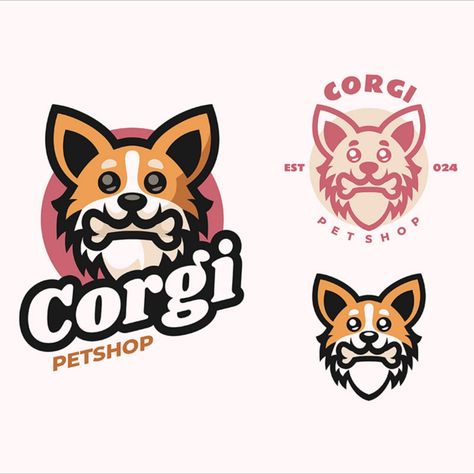 Corgi Dog Simple Mascot Logo Logo Template Dog Mascot Logo, Logo Mascot, Cartoon Logo, Mascot Logo, Html Templates, Corgi Dog, Vintage Logo, Logo Templates, ? Logo