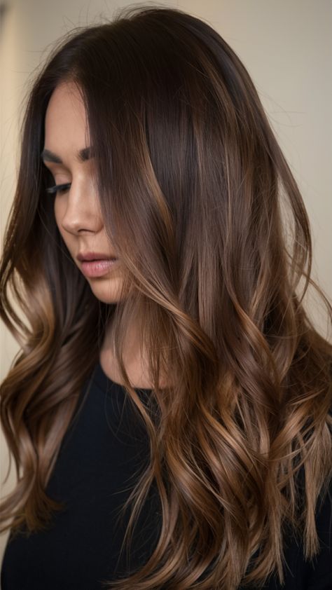 28 Stunning Winter Brown Hair Color Ideas 2024: Balayage, Brunettes & Highlights Brunette Balayage Pale Skin, Dark Brown Hair Balayage Pale Skin, Brunette Hair For Pale Skin, Winter Brown Hair Color, Winter Brown Hair, Brown Hair Pale Skin, Curly Balayage Hair, Dark Brown Hair Balayage, Brown Hair Color Ideas