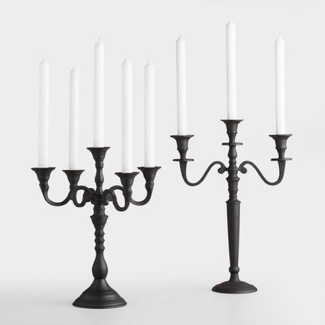 Black Metal Taper Candelabra Farmhouse Halloween, Halloween Candles, Halloween Lights, Unique Halloween, Black Iron, World Market, Black Metal, Candle Holder, Lamp Post