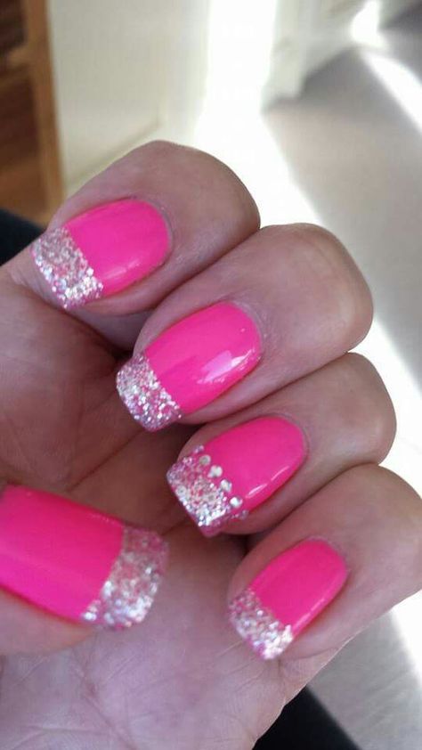 Nails With Bling, Pink Bling Nails, Sculpture Nails, Neon Pop Art, Bio Sculpture Nails, Bright Summer Nails Designs, 2022 Nails, Pop Art Nails, Festive Nails