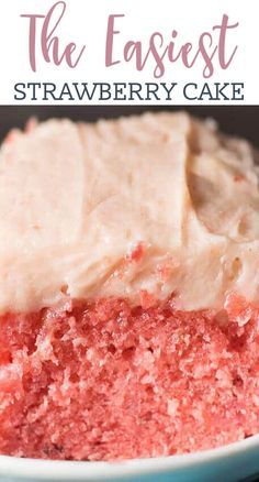 Homemade Strawberry Frosting, Strawberry Cake Mix Recipes, Easy Strawberry Cake, Strawberry Sheet Cakes, Homemade Strawberry Cake, Strawberry Cake Recipe, Strawberry Cake Easy, Fresh Strawberry Cake, Recipes Banana