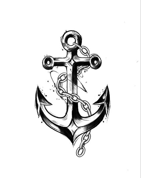 Chain And Anchor Tattoo, Realistic Anchor Tattoo, Anchor With Chain Tattoo, Ancore Tattoo, Old School Compass Tattoo, Ancora Tattoo, Anchor Sketch, Helm Tattoo, Traditional Anchor Tattoo