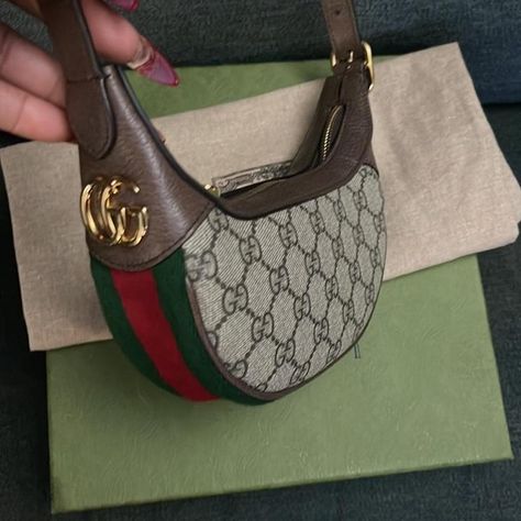 Ophidia Gg Mini Bag, Red Web, Green And Red, Designer Style, Leather Trims, Mini Bag, Luxury Bags, Fashion Bags, Brown Leather