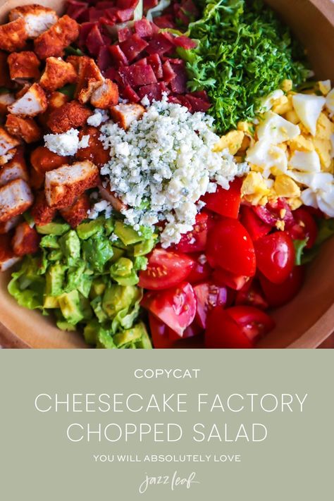 Chopped Salad Cheesecake Factory, Glow Bowls With Curry Vinaigrette, Restaurant Salads At Home, Copycat Restaurant Salads, Copycat Cheesecake Factory Chopped Salad, Cheesecake Factory Copycat Recipes Salad, Copycat Cheesecake Factory Salad, Fresh Kitchen Copycat Recipes, Cheesecake Factory Chopped Salad Recipe