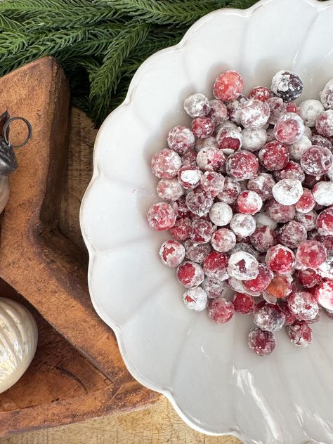 Sugared Cranberries | The Sassy Barn Cranberry Soaked In Sprite, Cranberry In The Snow, Sugar Frosted Cranberries, Cranberry Sprite Powdered Sugar, Cranberries Soaked In Sprite, Cranberry Powered Sugar, Boozy Sugared Cranberries, Cranberries And Powdered Sugar, Sugared Cranberry Recipes