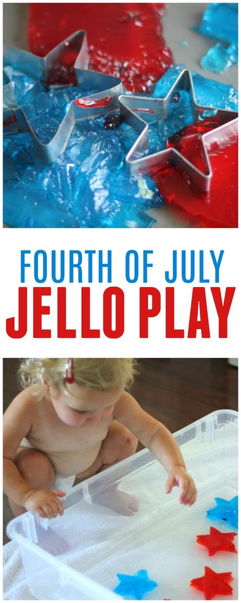 Fourth Of July Jello, Jello Play, 4th Of July Jello, Patriotic Activities, Fourth Of July Crafts For Kids, Toddler Lessons, Lesson Plans For Toddlers, 4th July Crafts, Crafts For Toddlers