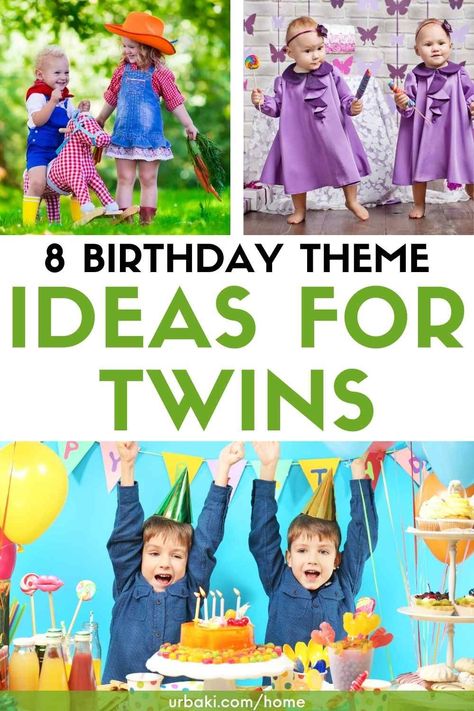 When it's time to celebrate the twins' birthday, these party theme ideas promise a double dose of cuteness! 1. Tea for Two. Whether you want to have a vintage tea party, complete with an elegant table, or host a large backyard picnic party where sweet iced tea is your favorite drink, the Tea for Two themes is a fun way to celebrate. your children's birthday Twins. Serve tea sandwiches to feed your guests, then play some of these tea sets to entertain them. Finish off with your favorite party... Twin Themed Food, Twin Theme Party Ideas, Fourth Birthday Theme Twins, Twins 30th Birthday Ideas, Two Year Old Twins Birthday, Twin Third Birthday Ideas, First Birthday Twin Themes, Irish Twins Birthday Party Ideas, Double Trouble Birthday Theme