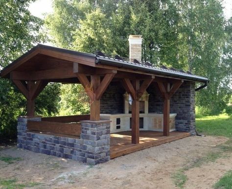 Outdoor Kitchens Ideas, Outdoor Bbq Area, Kitchens Ideas, Outdoor Pavilion, Backyard Gazebo, Backyard Pavilion, Backyard Kitchen, Outdoor Kitchen Patio, Diy Outdoor Kitchen