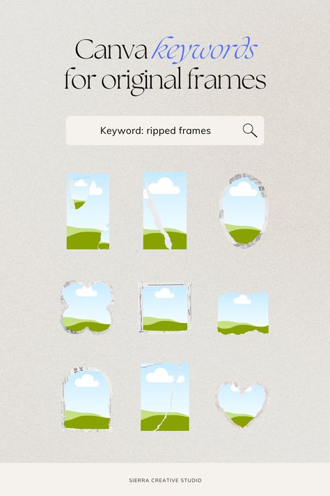 Save this for your next design session. These Canva keywords for elements & frames are great for making your designs stand out. We have found the best Canva elements search terms for you to use to find the cutest ripped frames to use. Canva Photo Frame Element, Random Words Aesthetic, Canvas Frame Keyword, Canva Frames Elements, Canva Watercolor Elements, Canva Scrapbook Elements, Scrapbook Canvas Ideas, Bingkai Canva, Canvas Frame Ideas