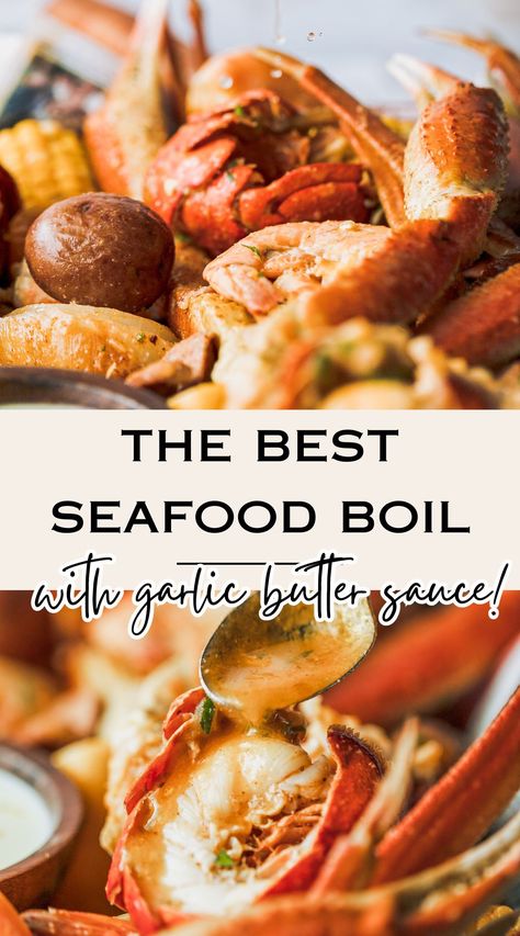 Indulge in the ultimate feast with our Garlic Butter Seafood Boil! Crab legs, lobster tails, shrimp, and more, cooked to perfection and drizzled with a heavenly garlic butter sauce. Thick Seafood Boil Sauce, Seafood Boil Crab, Garlic Butter Seafood Boil, Garlic Butter Seafood, Healthy Southern Recipes, Best Garlic Butter, Seafood Boil Recipe, Seafood Boils, Southern Recipes Desserts