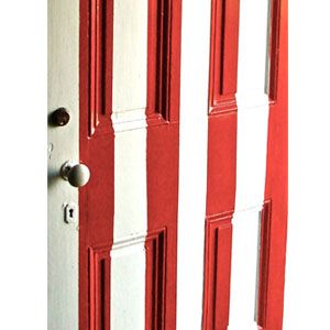 Painted Closet Doors Art, Striped Door, Painted Closet, Bright Stripes, Paint Stripes, Red Lacquer, Paint Ideas, Closet Doors, Fabric Wall