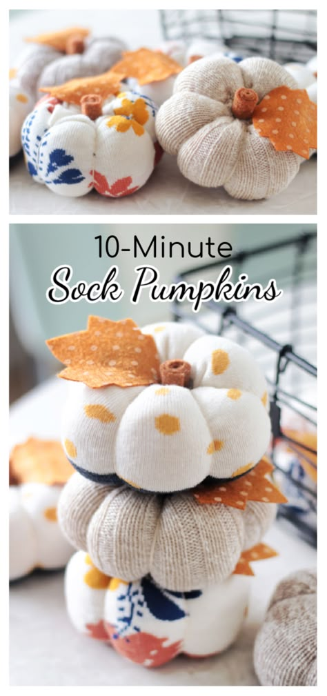 10 Minute Sock Pumpkins, Pattern For Pumpkins, Autumn Home Crafts, Crafts With Socks Projects, Fall And Christmas Crafts To Sell, Fall Diy Activities For Kids, Pumpkin Craft Ideas For Kids, Kid Crafts For Thanksgiving, Pumpkin Crafts To Sell