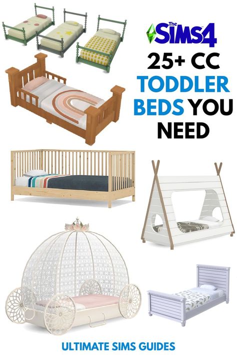 Toddlers are LACKING in cute bed options 😔 but these sims 4 cc toddler beds are some of the best out there and will definitely make a cute cc toddler nursery #sims4 #sims4cc #simscc Sims 4 Cc Furniture Bunk Beds, Toddler Bunk Beds Sims 4, Ts4 Cc Infant Furniture, Sims 4 Baby Cribs Functional Cc, Infant Bed Sims 4 Cc, Sims 4 Infant Bed Cc, Toddler Beds Sims 4 Cc, Ts4 Toddler Cc Furniture, Sims4 Nursery Cc