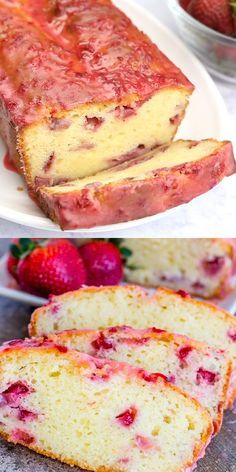 Resepi Biskut, Resipi Kek, Strawberry Pound Cake, Strawberry Bread, Sweet Glaze, Pound Cake With Strawberries, Electric Milk Frother, Keto Plan, Bread Recipes Sweet