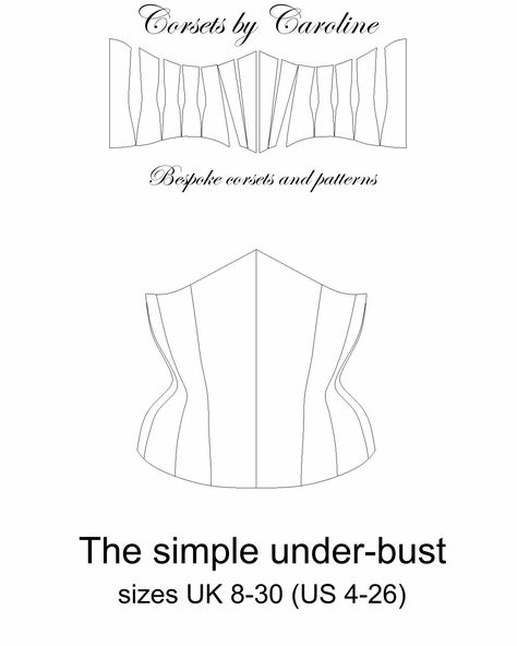 This is a modern 12-panel under-bust corset pattern with a beautiful curve to accentuate your waist and customisable options - 9 DIFFERENT SHAPES! Sizes (UK) 8 -20 (US 4 - 16). INCLUDES A 25 PAGE DOCUMENT OF CORSET CONSTRUCTION NOTES!Note – a 2’’ lac... Under Bust Corset Pattern, Corset Pattern Drafting, Corset Construction, Under Bust Corset, Corset Styles, Corset Pattern, Visual Learners, Flats Patterns, Pattern Drafting