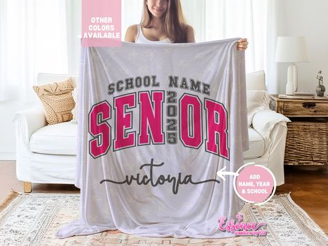 Custom blanket grad Keepsake Senior 2025 gift Personalized High School Class of 2025 Throw Graduation Senior Pride Gift Idea by EssenceCreationsByKG on Etsy Senior Blanket Ideas, Senior Baskets Gift Ideas, Senior Gift Ideas, Rest Note, Graduation Keepsake, Senior Night Gifts, Senior Style, Class Of 2025, High School Graduation Gifts