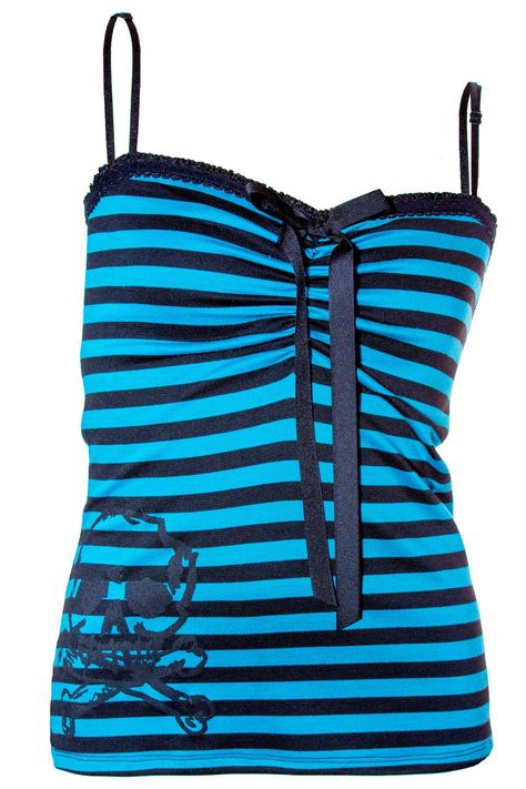 Avril Striped Skull Tank - shopjessicalouise.com Punk Coquette, Earth Clothes, 2000s Tops, Rolling Stone Magazine, Skull Tank, Scene Outfits, Scene Girls, Scene Fashion, Scene Kids