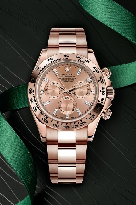 Rose Gold Daytona, Rolex Watches Women Rose Gold, Rolex Rose Gold, Rolex Daytona Rose Gold, Rolex Daytona Gold, Watch Green, Rolex Watches Women, Rolex Cosmograph Daytona, Cosmograph Daytona