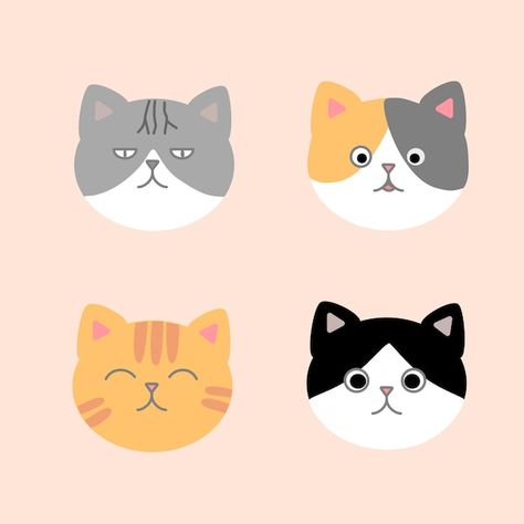 Cat App, Popular Cat Breeds, Cute Cat Face, Cute Cat Illustration, Fluffy Kittens, Face Illustration, Vector Icons Illustration, Silhouette Illustration, Rare Animals