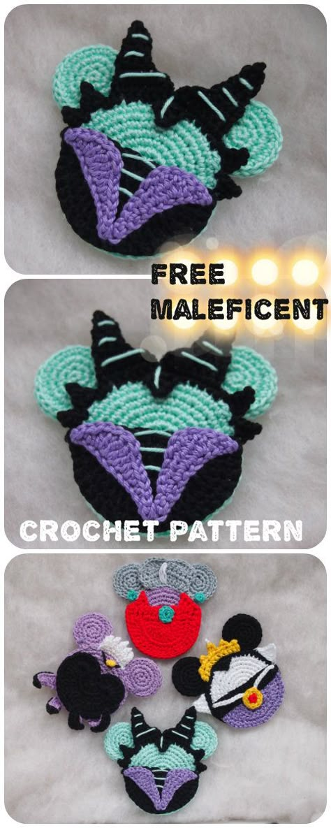 Crochet Mickey Ornaments, Disney Crochet Ornaments Free Pattern, Crochet Disney Villians, Disney Christmas Crochet Patterns Free, Crochet Disney Hats Free Pattern, Crochet Disney Applique, Crochet Disney Christmas, Disney Crochet Ornaments, Disney Christmas Crochet