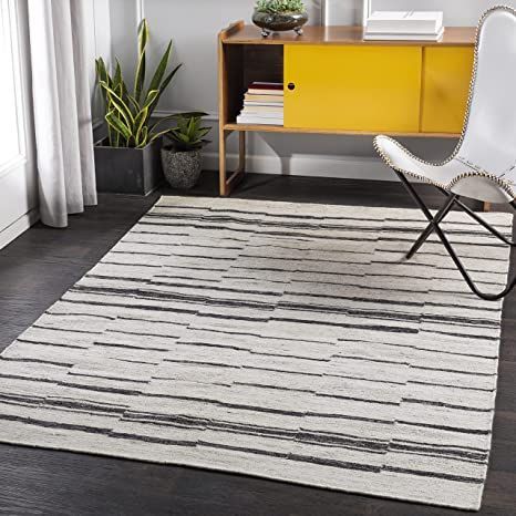 Mark&Day Area Rugs, 8x10 Goldhoorn Modern White Area Rug White Black Carpet for Living Room, Bedroom or Kitchen (8' x 10') Charcoal Rug, Bedroom Area Rug, Surya Rugs, Artisan Rugs, Grey Rug, Contemporary Outdoor, Transitional Area Rugs, Transitional Rugs, Geometric Area Rug