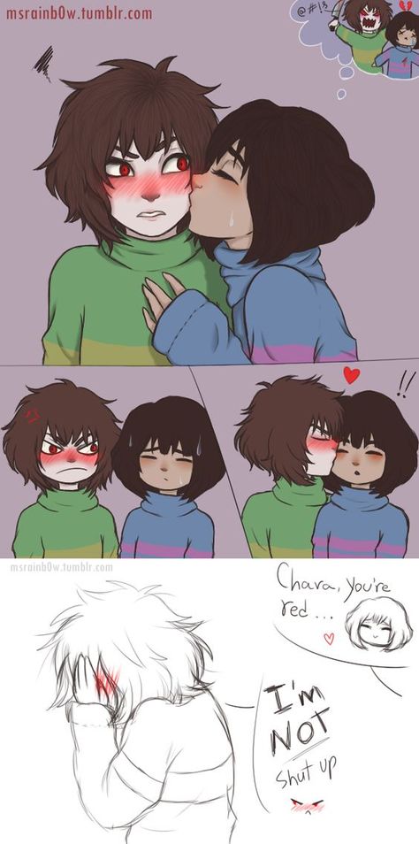 Chara x Frisk by nandaBeilschmidt on DeviantArt Chara X Frisk, Undertale Memes, Undertale Ships, Undertale Funny, Toby Fox, Undertale Cute, Undertale Drawings, Yuri Anime, Undertale Art