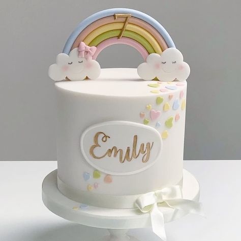 Rainbow First Birthday, Rainbow Birthday Cake, Unicorn Birthday Cake, 1st Birthday Cakes, Baby Birthday Cakes, Christening Cake, Rainbow Baby Shower, Cute Birthday Cakes