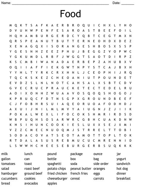 Food Word Search French Greetings, Easy Word Search, Word Search Puzzles Printables, Free Printable Word Searches, Bible Word Searches, Matching Worksheets, Word Search Printables, Word Search Games, Hard Words