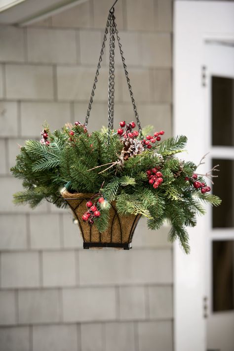 Northwoods Pre-Lit Hanging Basket Christmas Hanging Baskets, Outdoor Christmas Wreaths, Christmas Foliage, Entryway Ideas, Christmas Hanging, Creative Valentines, Diy Valentines Crafts, Christmas Porch, Diy Hanging