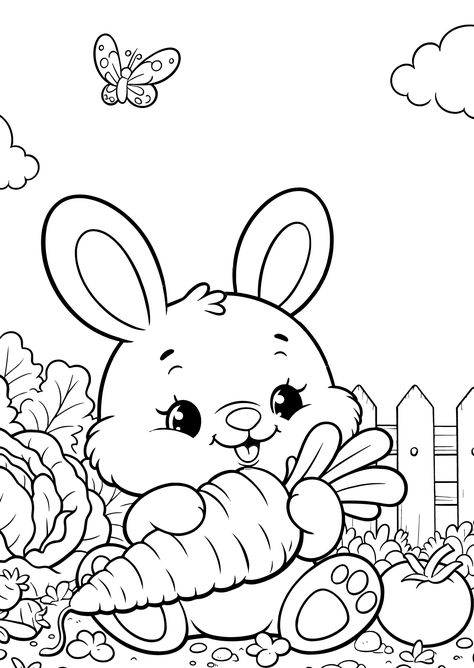 Joyful Rabbit - Free Coloring Page Sketch Quotes, Ocean Coloring Pages, Bunny Coloring, Free Kids Coloring Pages, Animal Printables, Bunny Coloring Pages, Kids Coloring Pages, Free Coloring Sheets, Preschool Arts And Crafts