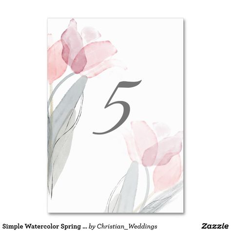 Pink Tulips Wedding, Tulips Wedding, Modern Wedding Table, Tulip Wedding, Simple Watercolor, Watercolor Spring, Card Table Wedding, Wedding Table Number, Christian Wedding