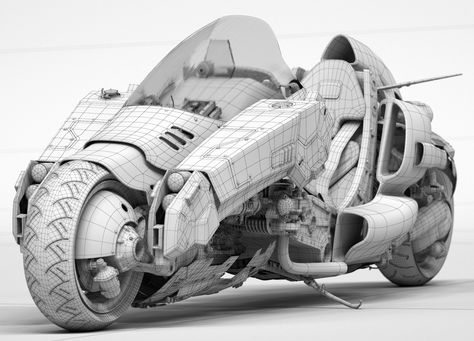 Scifi Motorcycle, Akira Motorcycle, 3ds Max Modeling, Flying Motorcycle, Concept Bike, Futuristic Cars Design, Post Apo, Rocket Launcher, Cars Design