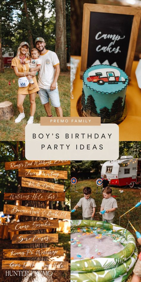 Adventure Birthday Party Theme, Camp Themed Birthday Party Activities, Camp Theme 1st Birthday, Camp Themed Birthday Party Games, Camp Birthday Party Games, Outdoor Theme First Birthday Party, Camping Second Birthday Party, Little Explorer Birthday Party, Outdoor Party Ideas For Kids