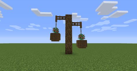 Minecraft Sign, Minecraft Plants, Minecraft Interior Ideas, Hanging Potted Plants, Garden Rock Border, Minecraft Interior, Minecraft Cottage, All Minecraft, Flower Pot Design