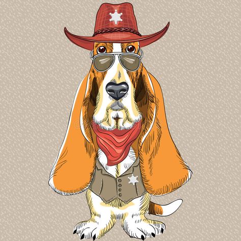 Dog In Clothes, Hound Breeds, Clothes Illustration, Hipster Dog, Hound Puppies, Bassett Hound, Cartoon Outfits, Hound Dog, Vector Artwork