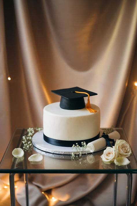 Fun Graduation Cake with Graduate Topper and Colorful Florals Cake Diy Easy, Graduation Cake Ideas, Whimsical Cake, Grad Cake, Elegant Birthday Cakes, Colorful Florals, Cake Studio, Fun Memories, Graduation Cake