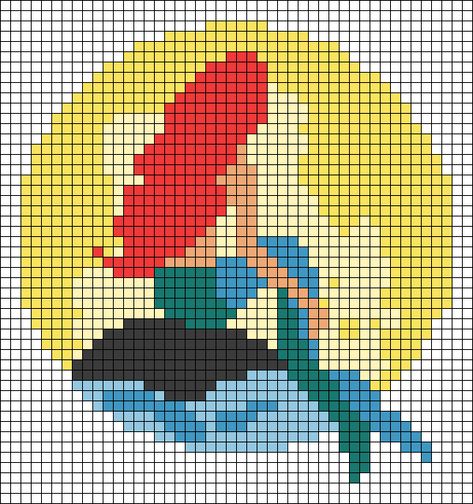 Alpha pattern #150759 | BraceletBook 16 Bit Art, Disney Grid Patterns, Pixel Art Disney, Beauty And The Beast Alpha Pattern, Disney Pixel Art, Mermaid C2c Crochet Pattern, Ariel Cross Stitch Pattern, Mermaid Alpha Pattern, Disney Tapestry