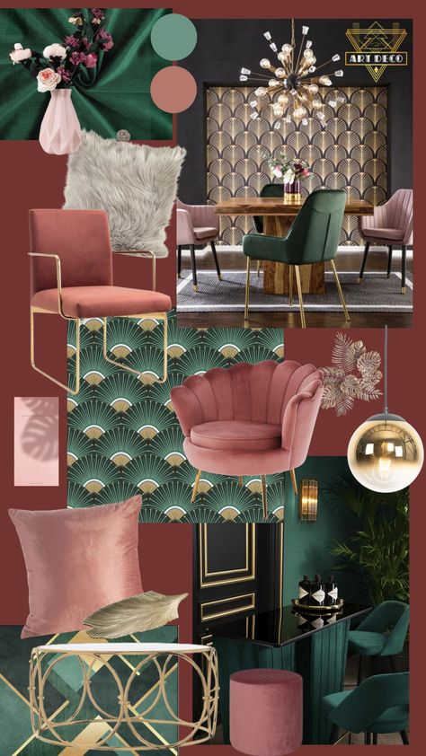 Art Deco Sitting Room Interior Design, Great Gatsby Style Decor Interior Design, Modern Glam Color Palette, Glam Art Deco Bedroom, Gatsby Living Room Interior Design, 1920 Living Room Ideas, Art Deco Glam Living Room, Art Deco Colour Palette Interiors, Art Deco Bedroom Mood Board