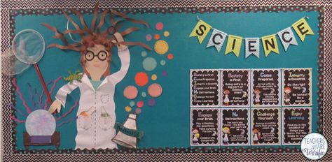 Science Bulletin Board! This post tells a way to re-purpose an amazing board. When I took the original board down I saved all the pieces and re-used them in this amazing new version. Read to see how! Bulletin Boards Kindergarten, Science Bulletin Board, Hallway Bulletin Boards, Science Display, Science Bulletin Boards, Bullentin Boards, Science Room, Science Classroom Decorations, Teacher Bulletin Boards