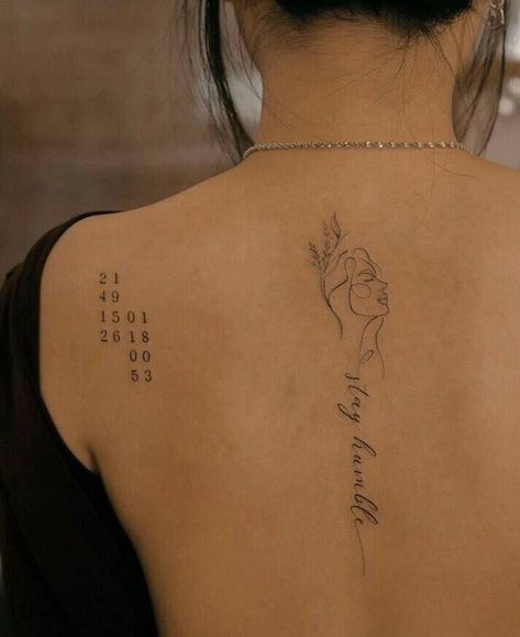 Scatter Back Tattoo, Cool Fine Line Tattoos For Women, Fine Line Back Tattoo Women Spine, Women’s Back Tattoo Ideas, Small Tattoos Hip, Tattoos Hip, Tattoos 2023, Mini Tats, Spine Tattoo Ideas