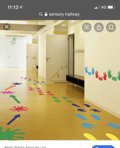 Playground Painting, Education Design Interior, Sensory Classroom, Sensory Pathways, Sensory Path, Daycare Rooms, Bee Themed Classroom, Sensory Wall, School Hallways