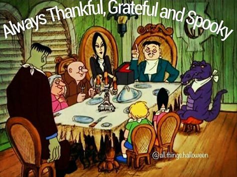 Horror Thanksgiving, Goth Humor, Happy Thanksgiving Images, Atlantis The Lost Empire, Creepy Vintage, Halloween Memes, Hanna Barbera Cartoons, Thanksgiving Images, Thanksgiving Wallpaper