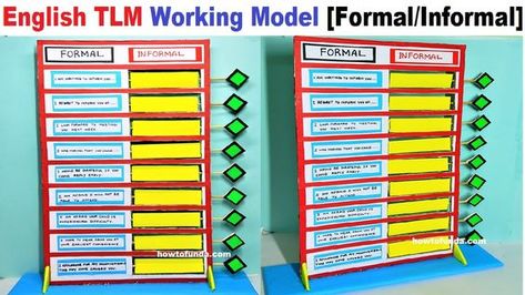 english tlm working model on formal and informal - diy - project for exhibition - simple and easy #english #tlm #workingmodel #formal #informal #diy #exhibiition #englishmodel #englishworkingmodel English Exhibition Ideas, English Grammar Models For Exhibition, English Models For Exhibition, Working Models For English Exhibition, English Tlm Ideas, Tenses Chart, Direct And Indirect Speech, Indirect Speech, English Project