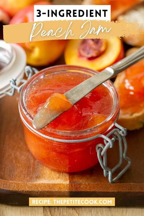 Easy Apricot Jam Recipe, Peach Jam Recipe Without Pectin, Jam Without Pectin, Easy Jam Recipe, Apricot Jam Recipes, Peach Jam Recipe, Easy Jam, How To Peel Peaches, Peach Muffins