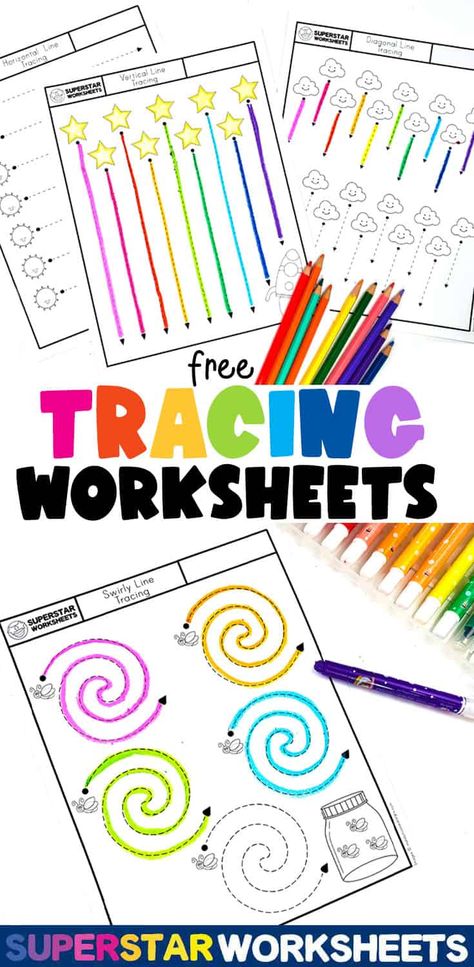 Prek Lines Art Lesson, Tracing Practice Preschool Free, Line Drawing Practice Preschool, Pre Printing Activities Fine Motor, Writting Idea For Preschool, Pencil Practice Preschool, Fine Motor Handwriting Activities, Fine Motor Practice Preschool, Preschool Tracing Printables